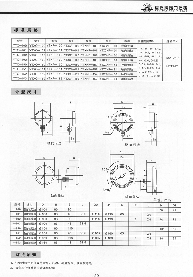 YTXF(普通)、YTXCF(磁助)型全不銹鋼防腐電接點(diǎn)壓力表(圖2)