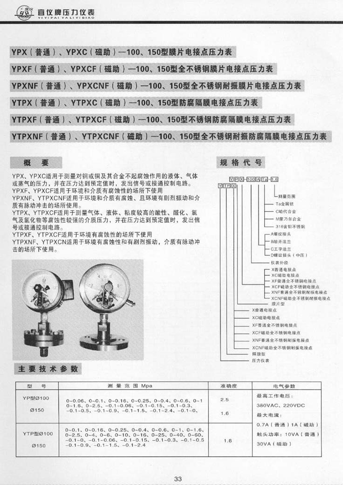 YTPXNF(普通)、YTPXCNF(磁助)型全不銹鋼耐振防腐隔膜電接點(diǎn)壓力表(圖1)
