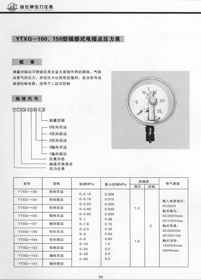 YTXG型磁感式電接點壓力表(圖1)
