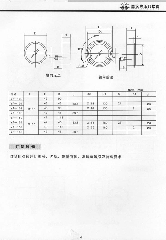 YA型氨用壓力表(圖2)